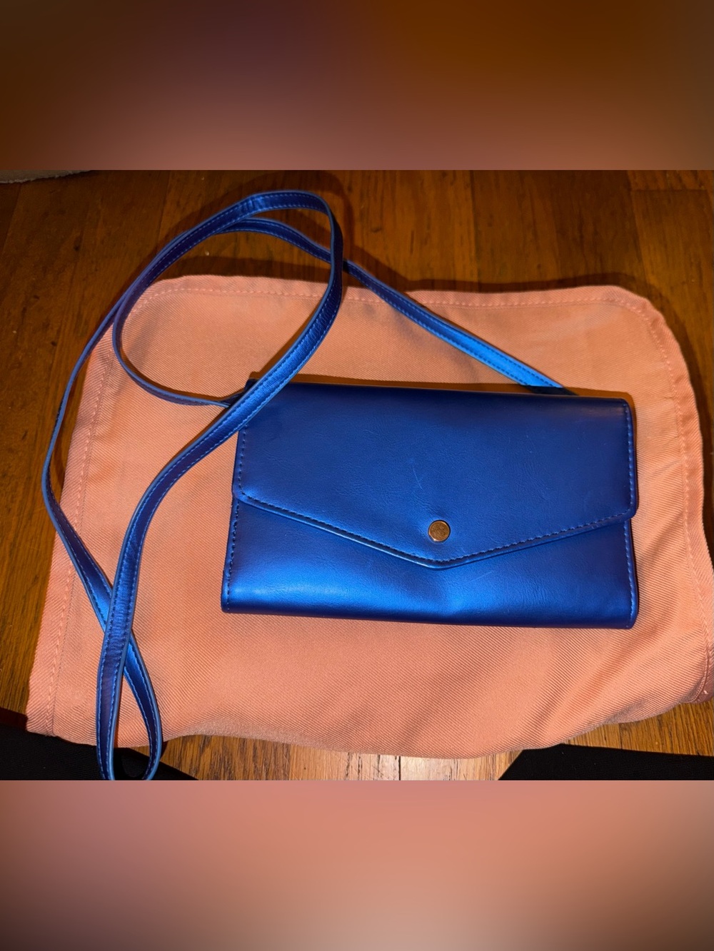 Blue Envelope Crossbody Bag with Removable Strap